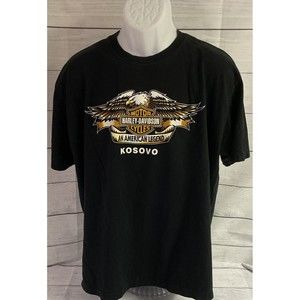 RARE Harley Davidson Kosovo T Shirt Mens XL Peacekeeping Force Black FAST SHIP!!
